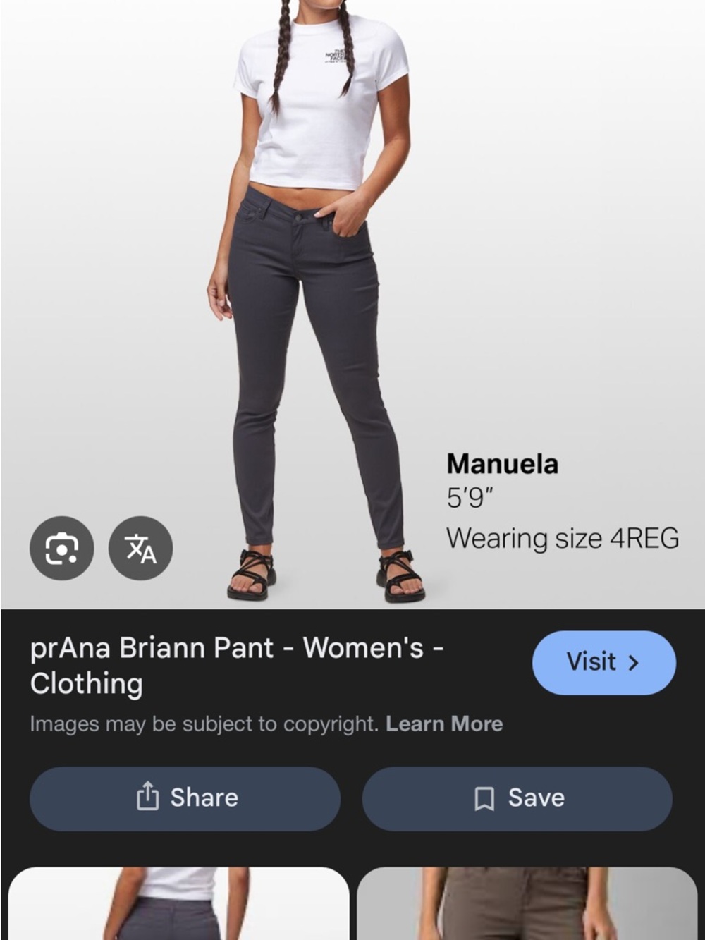 prAna women’s Briann pant in dark grey